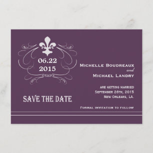 Elegant Retro Style Fleur de Lis Save the Date Invitation