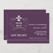 Elegant Retro Style Fleur de Lis Save the Date Invitation (Front/Back)