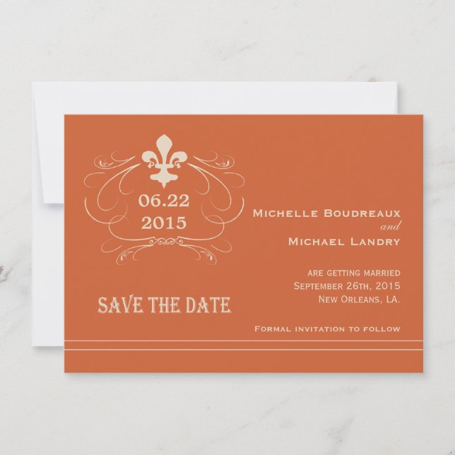 Elegant Retro Style Fleur de Lis Save the Date Invitation (Front)