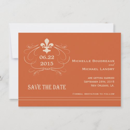 Elegant Retro Style Fleur de Lis Save the Date Invitation