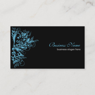 Elegant Retro Tamala Turquoise Flower Swirls Business Card