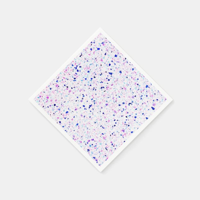Elegant Retro Terrazzo Purple White Pattern Napkins (Corner)