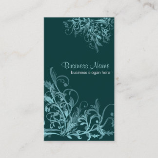 Elegant Retro Turquoise Flower Swirls 4 Business Card