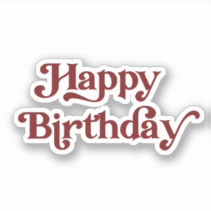 Elegant Retro Typography Happy Birthday Sticker