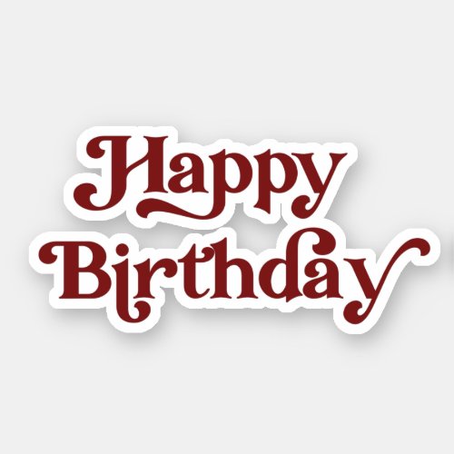 Elegant Retro Typography Happy Birthday Sticker