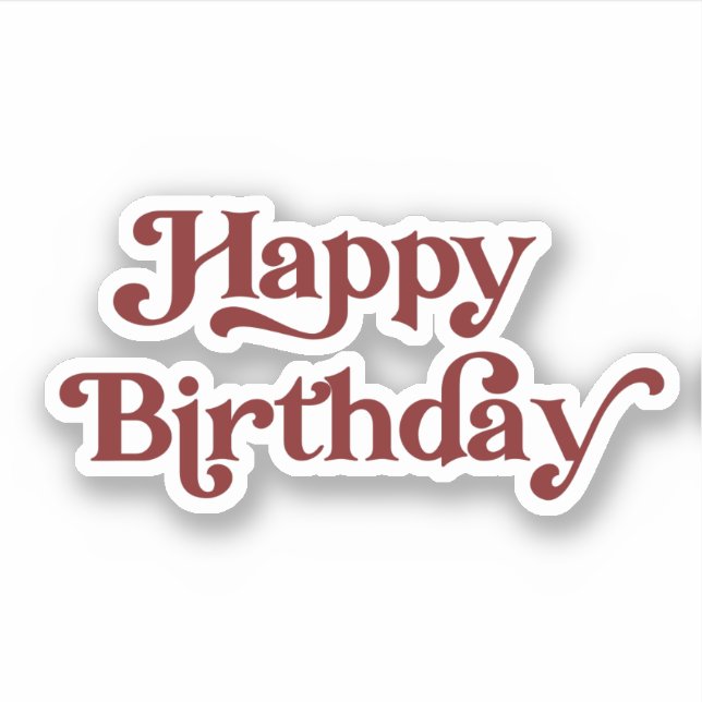 Elegant Retro Typography Happy Birthday Sticker (Front)