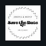 Elegant retro typography Save the date Wreath Rubber Stamp<br><div class="desc">An elegant calligraphy and a simple wreath,  to customize with your names and wedding date. The perfect and modern Save the Date!</div>