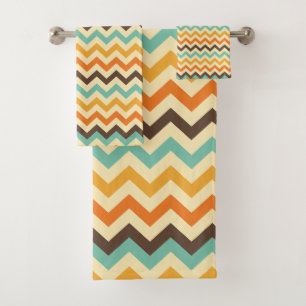 Elegant Retro Vintage Chevron Pattern Bath Towel Set