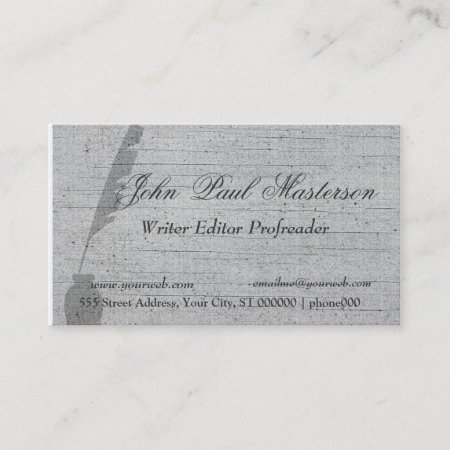 Elegant Retro Vintage Feather Quill Writer Business Card