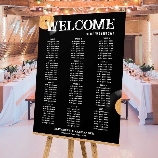 Elegant Retro Vinyl Record 12 Table Wedding Sign (Creator Uploaded)