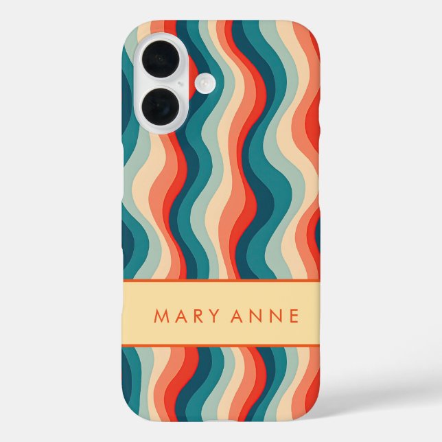 Elegant Retro Wavy Vertical Stripes  Case-Mate iPhone Case (Back)