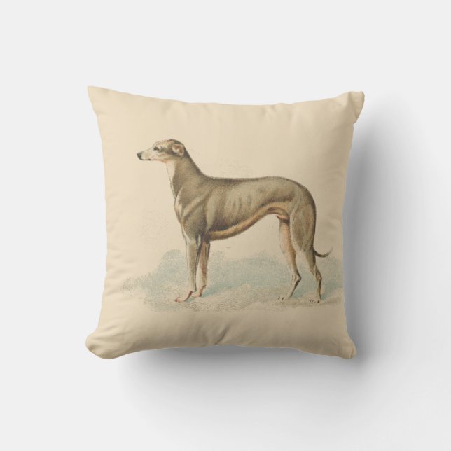Elegant Retro Whippet Blush Pink Throw Pillow (Front)