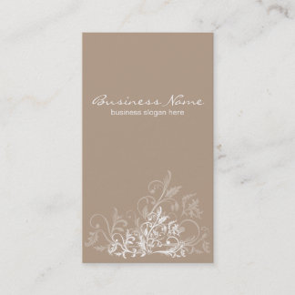 Elegant Retro White Flower Light Brown Business Card