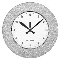 Elegant Retro White Glitter And Sparkles Large Clock Elegant Retro White Glitter And Sparkles Large Clock