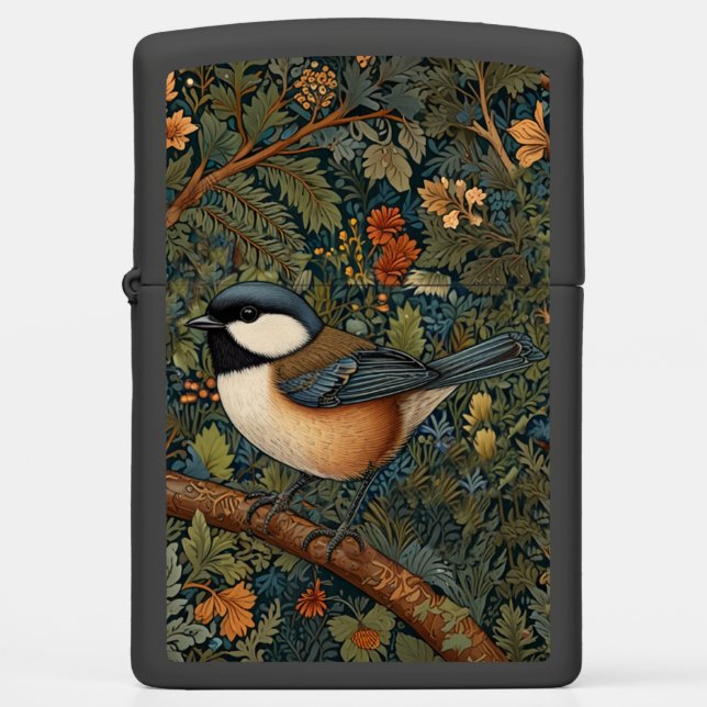 Elegant retro woodland bird  zippo lighter (Front)