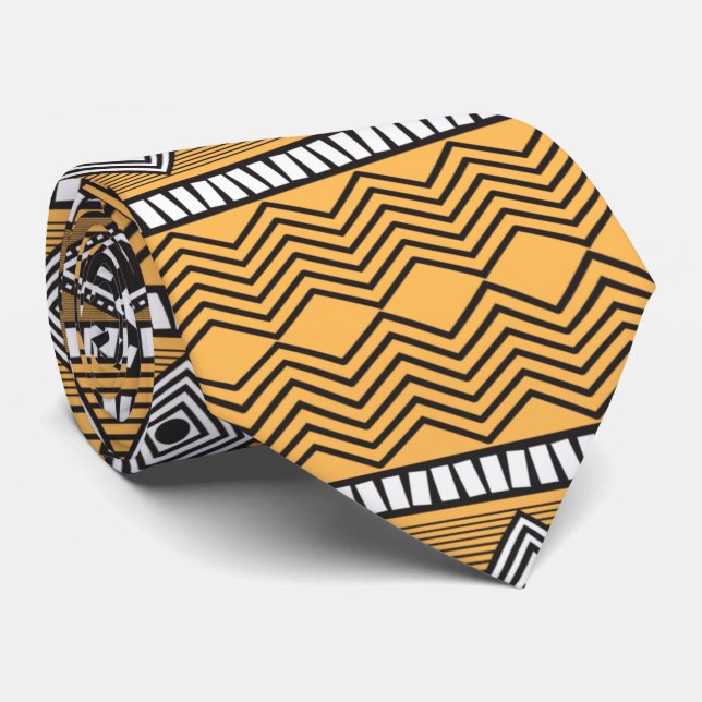 Elegant Retro yellow black pattern for him Neck Tie (Rolled)