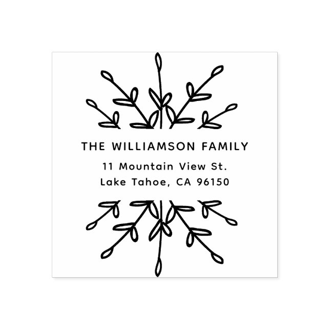 Elegant Return Address Label with Branches Rubber Stamp (Imprint)
