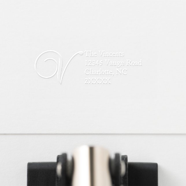  Elegant Return Address Monogram V Embosser (Front)