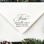 Elegant return address script from rubber stamp<br><div class="desc">With its elegant script "from, " this return address stamp is the perfect touch for your invitations and announcements. Designed to coordinate with the Lea Delaveris Design rich festive tartan holiday collection, this return address stamp can also work well for a variety of cards and occasions and themes including wedding,...</div>