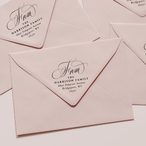 Elegant return address script from rubber stamp