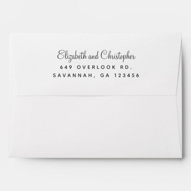 Elegant Return Address White Gray Chic Wedding Envelope (Back (Top Flap))