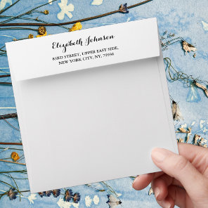 Elegant Return Address White Square Invitation Envelope