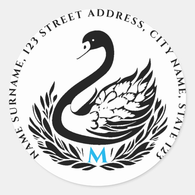 Elegant Return Label Address Sticker with Monogram (Front)