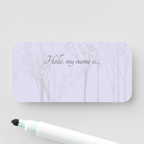 Elegant Reusable Lavender Trees Hello My Name Is Name Tag