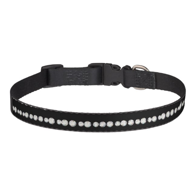 Elegant Rhinestone Dog Cat Black White Cute Bling Pet Collar (Front)