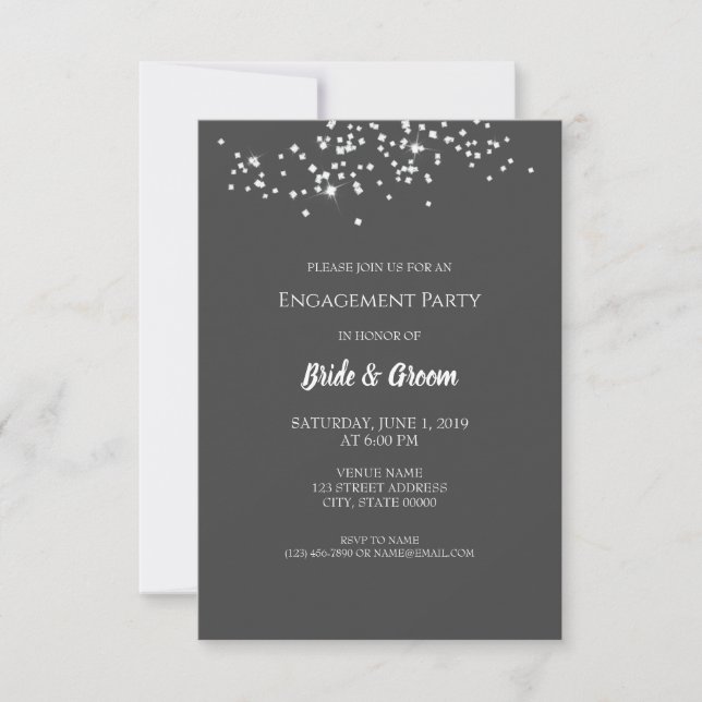 Elegant Rhinestones Engagement Party Invitation (Front)