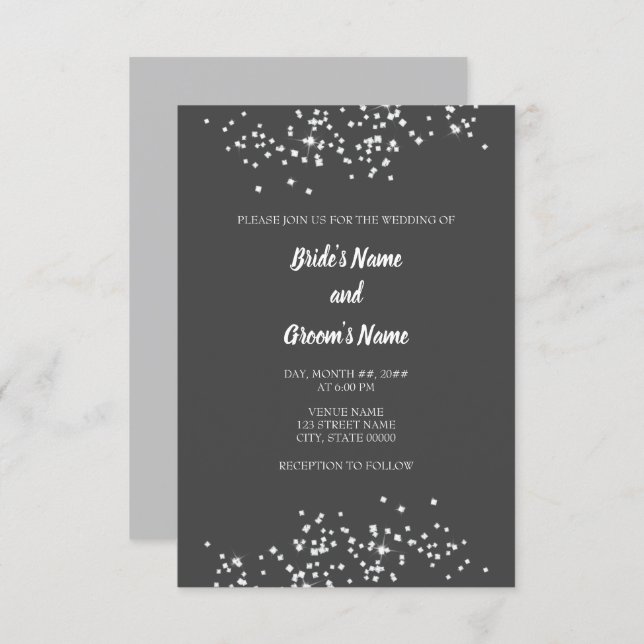 Elegant Rhinestones Wedding Invitation (Front/Back)
