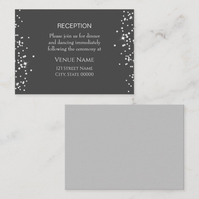 Elegant Rhinestones Wedding Reception Card (Front/Back)