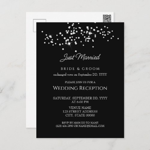 Elegant Rhinestones Wedding Reception Eloped Postcard