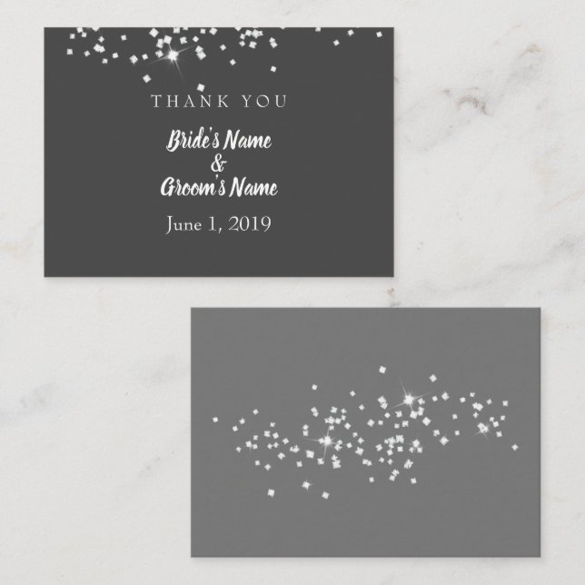 Elegant Rhinestones Wedding Thank You Card (Front/Back)