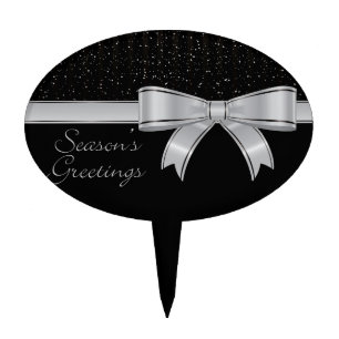 Elegant ribbon and stars cake topper