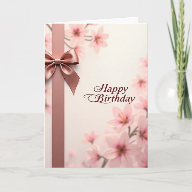 Elegant Ribbon Birthday Card (Front)