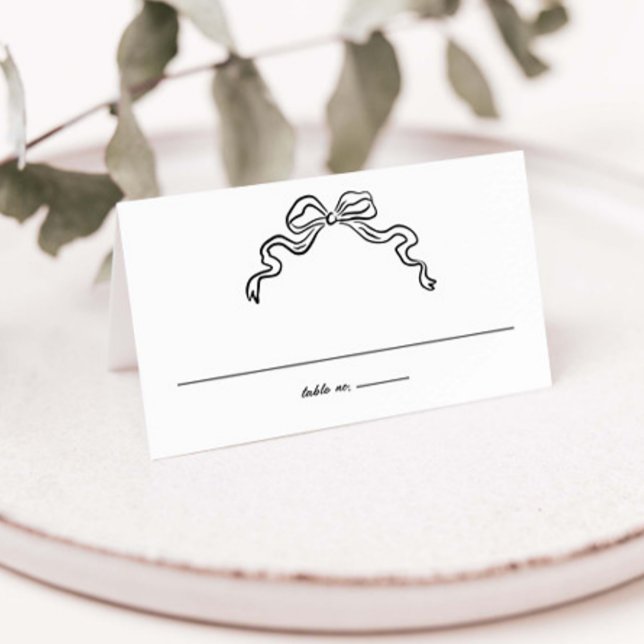 Elegant Ribbon Bow Hand Drawn Doodles Wedding Place Card (Creator Uploaded)