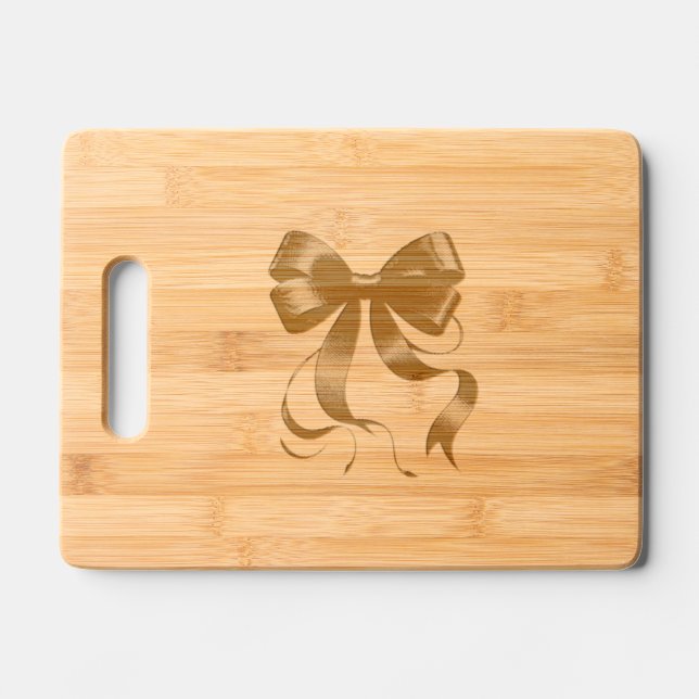 Elegant Ribbon Bow with Tails   Engraved Cutting Board (Front)