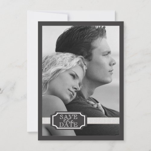 Elegant Ribbon Effect Black &amp; White Save the Date