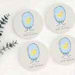 Elegant Ribbon Framed Rubber Duck Baby Shower Paper Coaster<br><div class="desc">Elegant meets cute with these baby shower coasters featuring a hand drawn rubber duck framed by a sweet ribbon.</div>