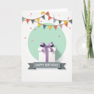 Elegant Ribbon Gift Birthday Card