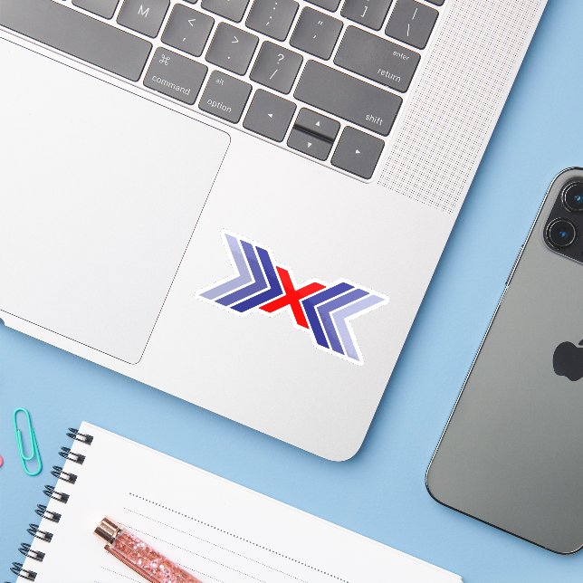 Elegant Ribbon line Letter X Monogram Sticker (Laptop w/ iPhone)