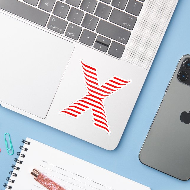 Elegant Ribbon line Letter X Monogram Sticker (Laptop w/ iPhone)