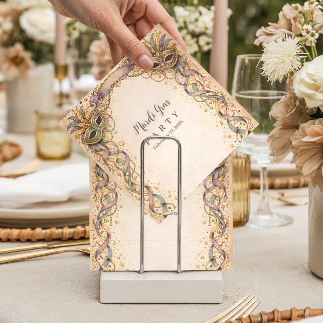 Elegant Ribbon Mask Mardi Gras Masquerade Napkins (Creator Uploaded)