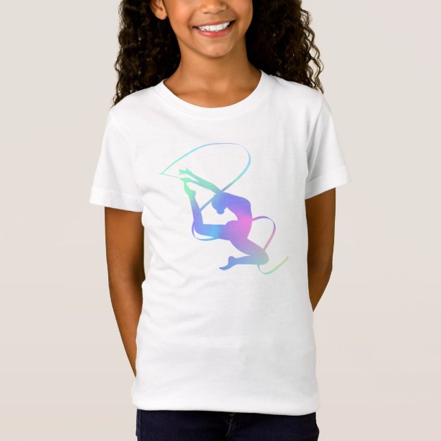 Elegant Ribbon Rhythmic Gymnastics Motif Artistic T-Shirt (Front)
