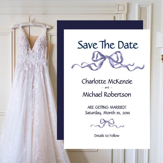 Elegant Ribbon Romantic Wedding  Save The Date (Elegant Ribbon Romantic Wedding Save The Date)