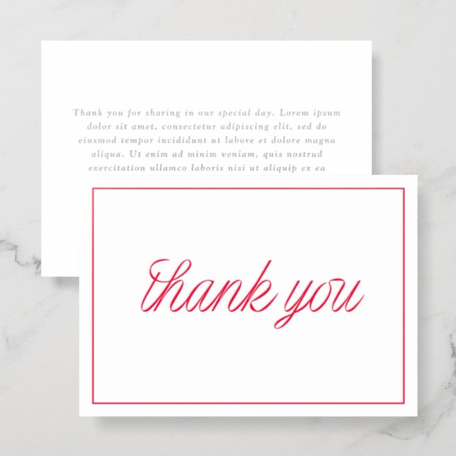 Elegant Ribbon Script Red Letterpress Card (Front/Back)