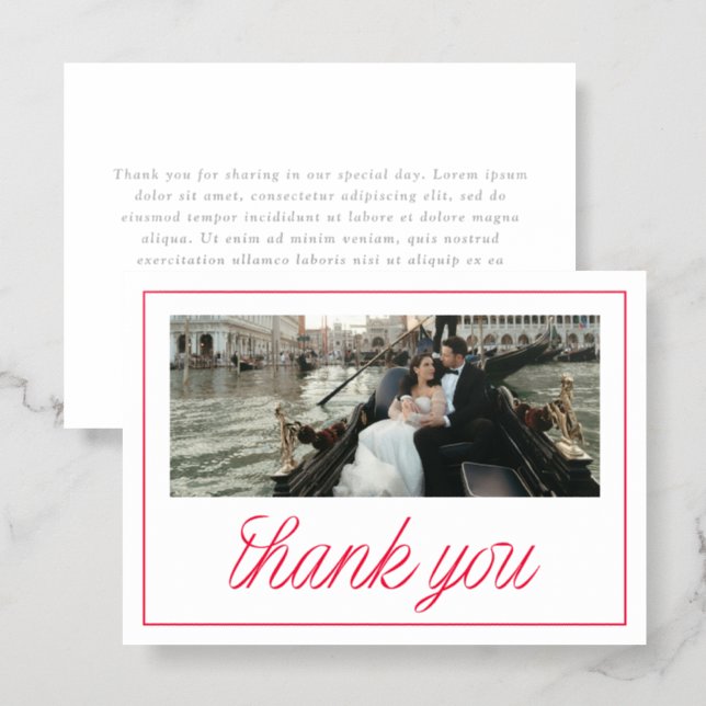 Elegant Ribbon Script Red Letterpress Card (Front/Back)