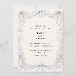Elegant Ribbon Scroll Wedding Invitation