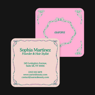 Elegant Ribbon Swirl Decorative Frame Square Business Card